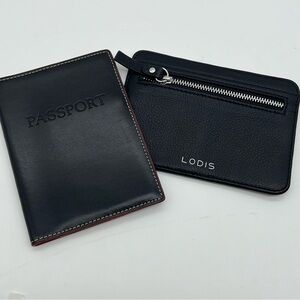 Lodis Black Passport Holder and Card Wallet Set